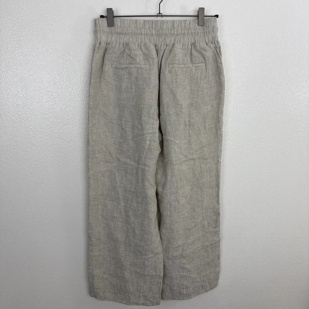 Quince Pants Womens Small Beige Euoropean Linen Wide Leg Drawstring Elastic 26